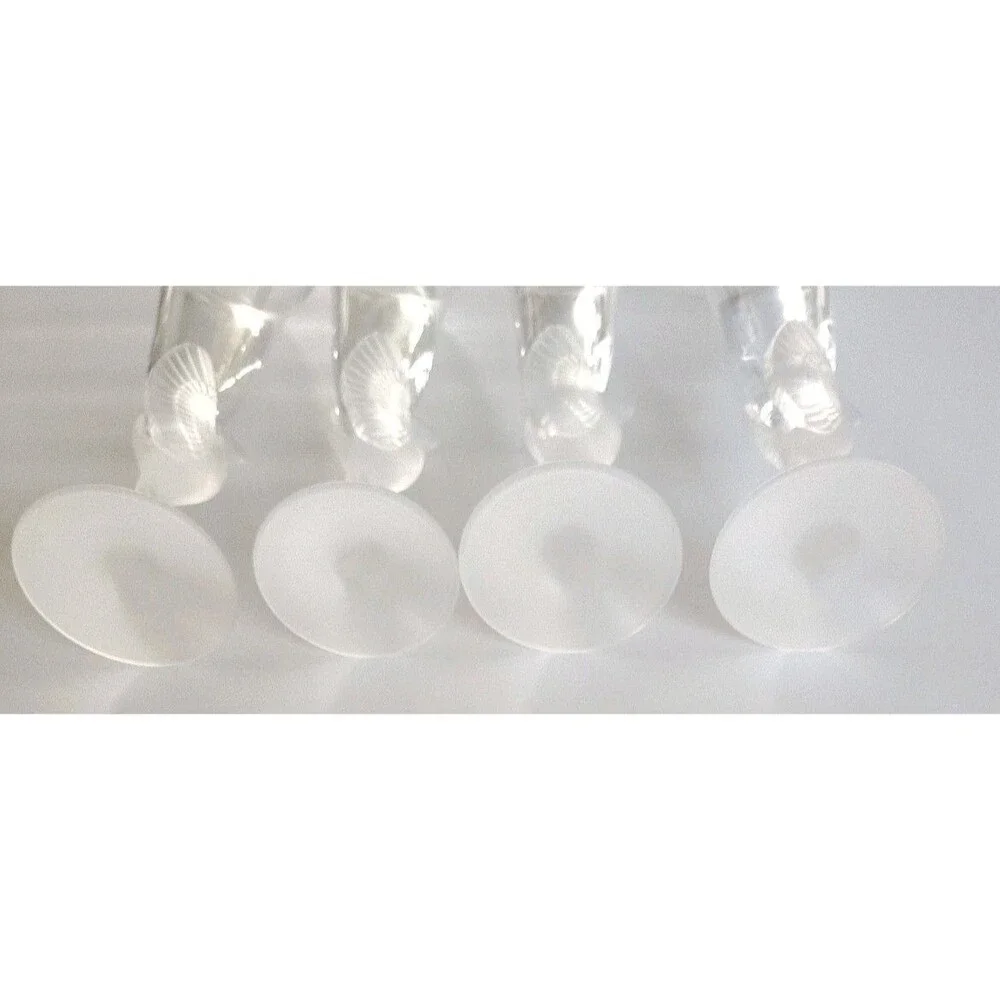 4 Sasaki Crystal Stemware  Wings Clear Flute Champagne Water Goblet w/Boxes